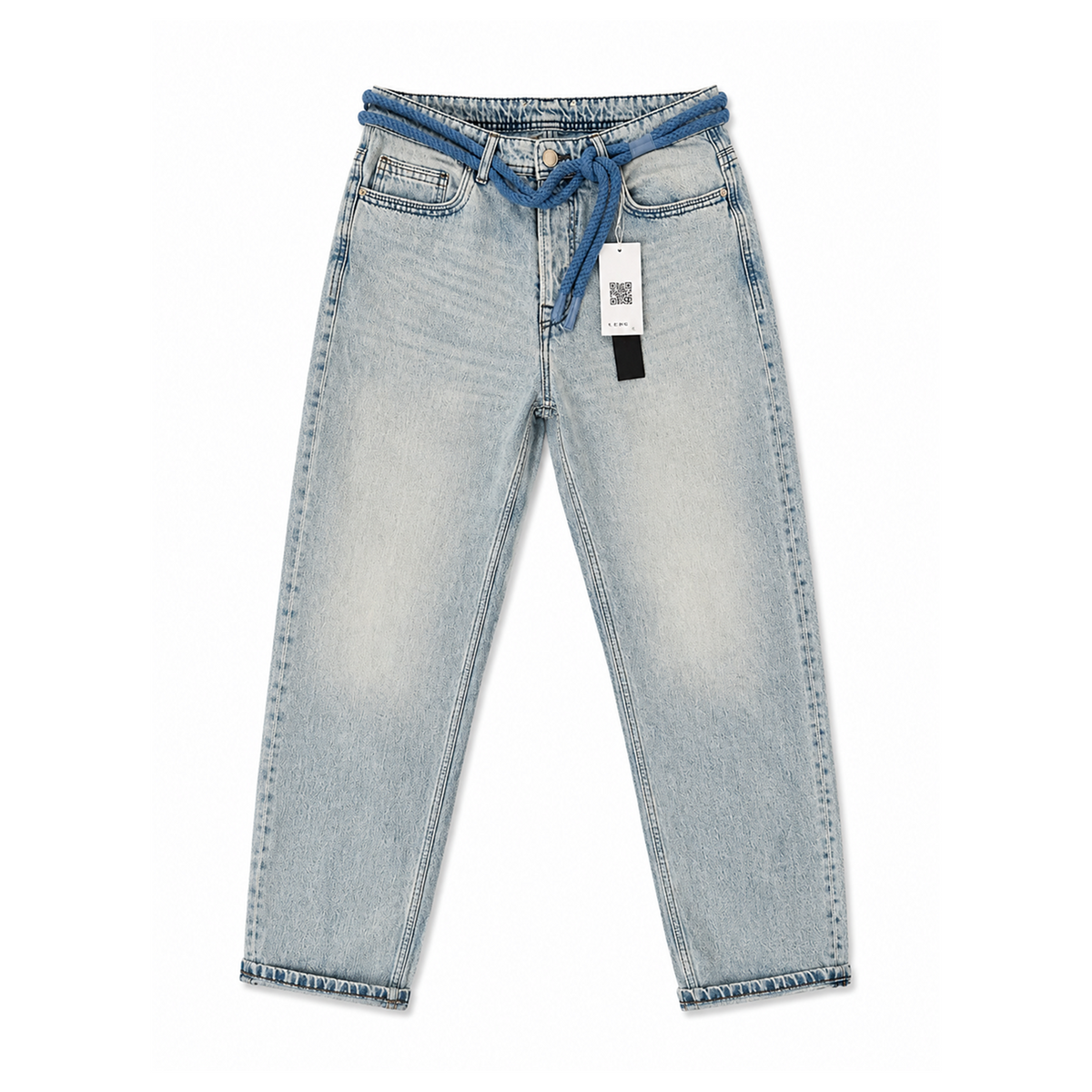 JEANS BAGGY WIGHT BLUE BELT