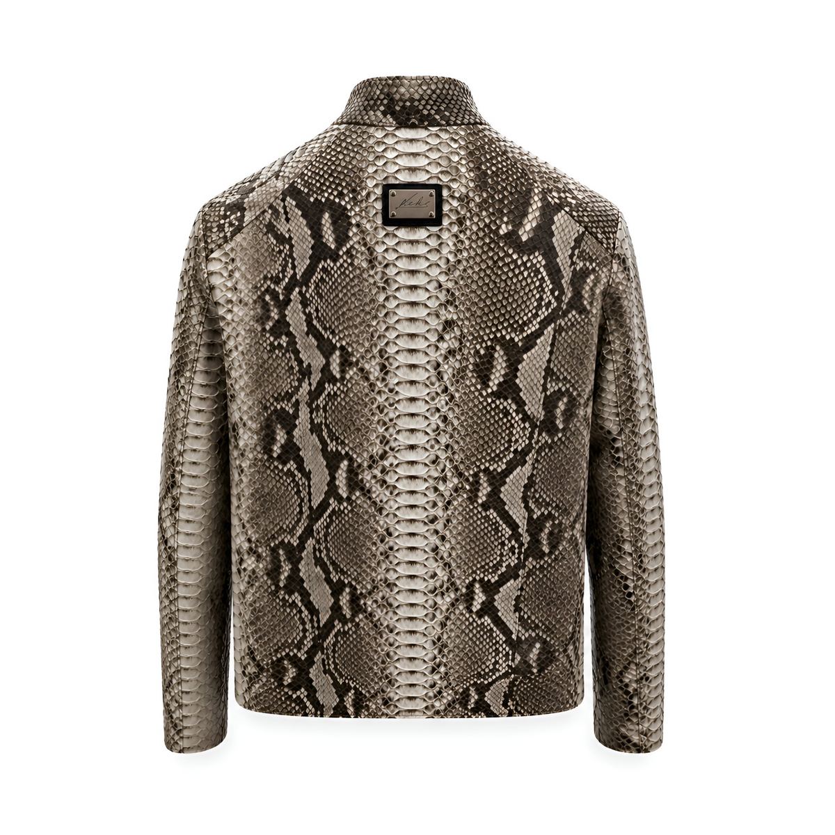 PYTHON LEATHER JACKET (BROWN WHITE)