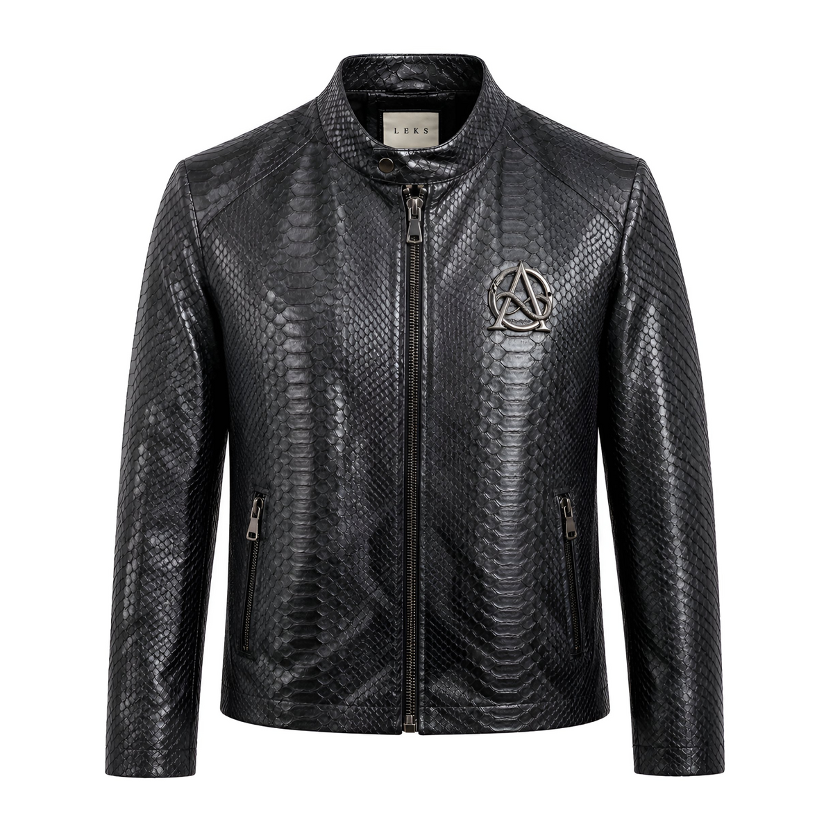 PYTHON LEATHER JACKET (GREY MERLE)