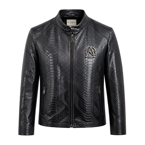 PYTHON LEATHER JACKET (GREY MERLE)